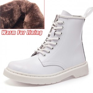 Genuine Leather Women white ankle Boots motorcycle Boots Female Autumn Winter Shoes Woman punk Motorcycle Boots
